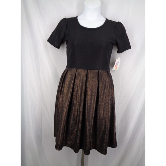 LuLaRoe Elegant Amelia Black Bronze Rose Gold Shimmer Size Medium New - Picture 1 of 14